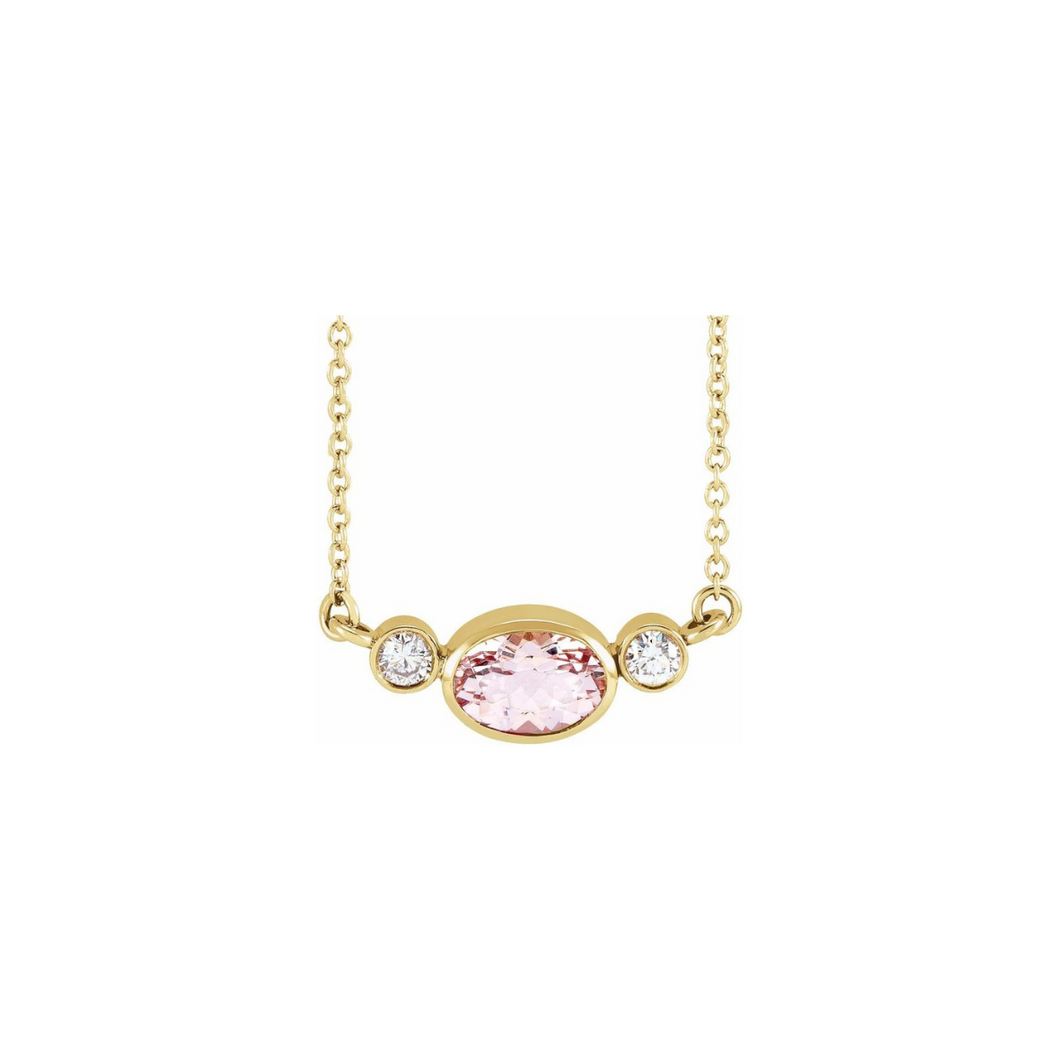 14k Peach Champagne Morganite Necklace