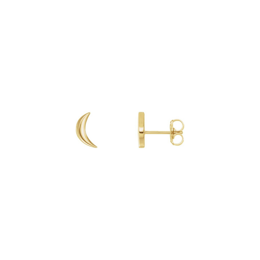 14k Crescent Moon Studs