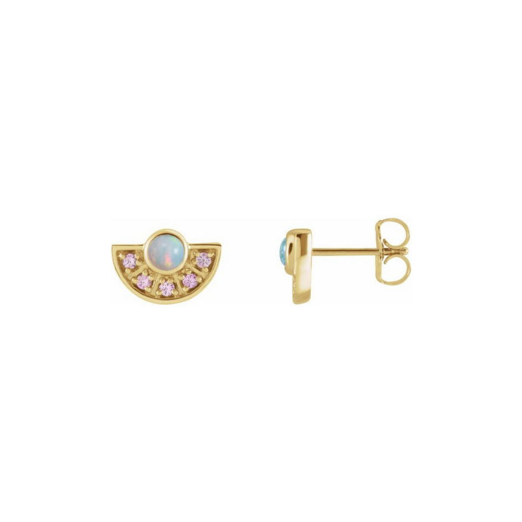 Pink Sapphire Fan Earrings